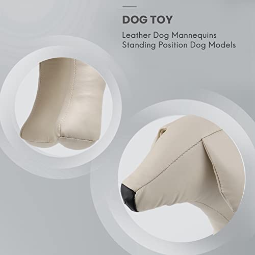Pvczool Model Leather Dog Mannequins Standing Position Dog Models Toys Pet Animal Shop Display Mannequin White - Image 2