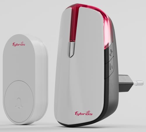 Image of Fybros VOX Wireless Doorbell | 1 Year Warranty | Plug-in |150m Range | Battery-Free Push | 32 Chimes, LED Night Light, White