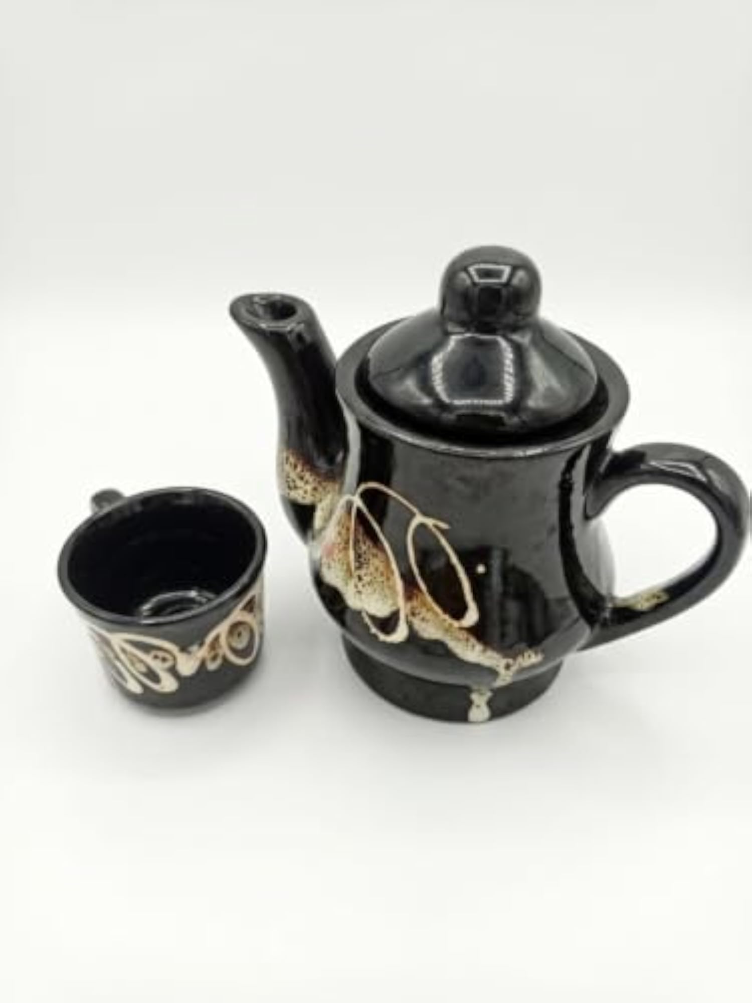 Mini Ceramic Tea Set for Kids, Kettle & 6 Cups