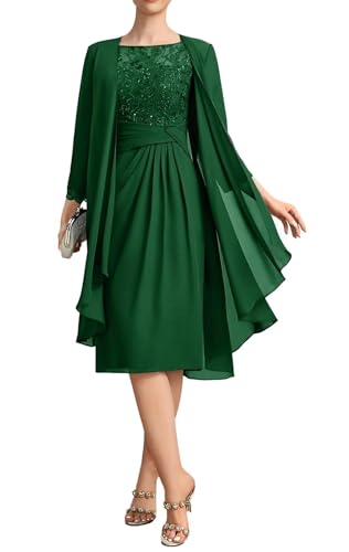 2 Piece Mother Of The Bride Dresses For Women Chiffon Tea Length Long Sleeve Formal Lace Guest Gowns Md002 1379269