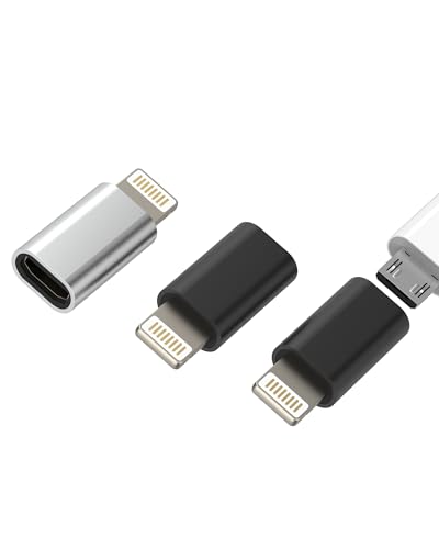 Adaptador Micro USB a Lightning macho (3 Pack) Cable Android para Apple MFI Certified Carga Adaptadores MicroUSB Cables Hembra Jack Para iPhone 14 13 Pro Enchufe Para iPad Cargador mc-to-L