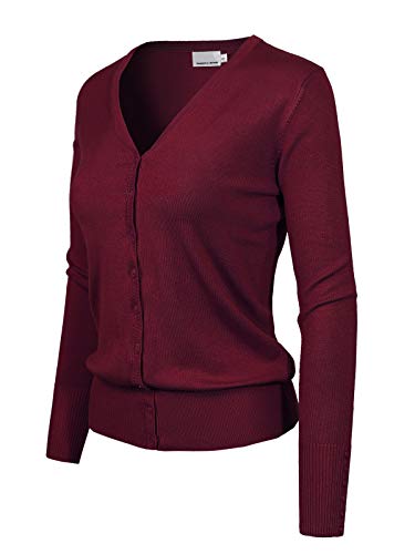 Design by Olivia Women's Classic Button Down Long Sleeve V-Neck Soft Knit Sweater Cardigan2