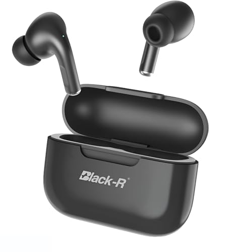 Image of Black-R Truly Wireless Bluetooth in Ear Earbuds with Active Noise Cancellation Buds, Bombastic Bass, Type C Fast Charging, 4Mics for Calling, v5.4 Bluetooth TWS, Wireless Earphones with mic, Black