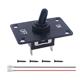 weideer 12V Toggle Switch ON/Off 16A 250V 2 pin 2 Position Heavy Duty Toggle Switch with Mounting Plate Waterproof Cap and Wires E-TEN-1021-M-X-B