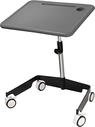KORE Design Kids Sit-Stand Mobile Student Desk, Height Adjustable Rolling Workstation, Mobile Standing Desk, Portable Small Standing Table on Wheels for Study, Art, Homework, Kid Furniture, Grey