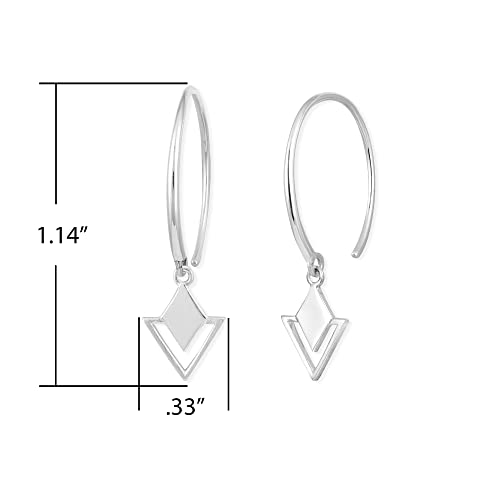 Boma Jewelry Sterling Silver Geometric Diamond & Triangle Pull Through Hoop Earrings4