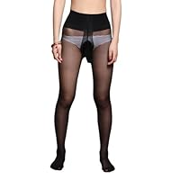 Dobovova Herren-Strumpfhose, durchsichtig, hautfarben, Dessous, Strumpfhose 10D Socken mit nahtloser Hülle Strumpfwaren geschlossen (hautfarben, Einheitsgröße), Schwarz , Einheitsgröße