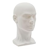 Sindipanda Schaufensterpuppe Kopf, männlich, Schaufensterpuppe Kopf Display PVC Männliches Kopfmodell, für Kopfhörer, Geschäfte, Friseursalons, Hutgeschäfte, 50CM (Matte White)