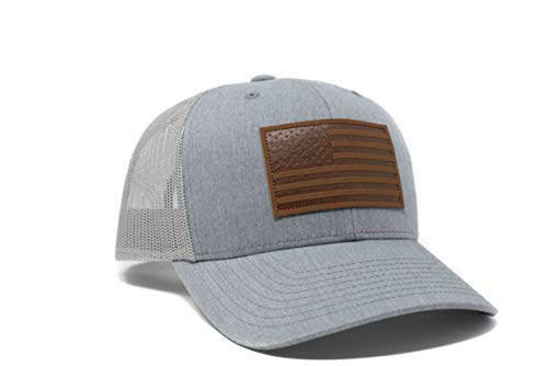 Image of 13 STRIPES American Flag Hat - Leather Patch Mesh Back Snapback Hat for Men & Women USA Flag Trucker Hat, Casual Unisex Hat