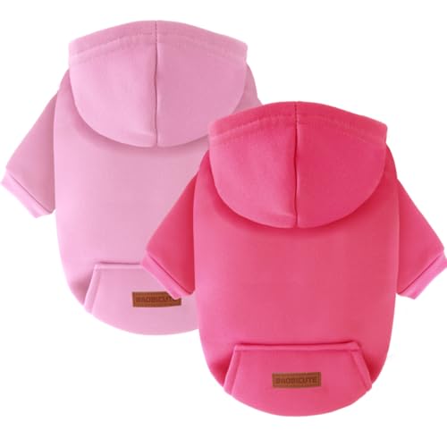 Image of 2 Pack Dog Hoodie Warm Hood Dog Sweater Cold Weather Small Dogs Sweatshirt Comfort Pet Clothes for Small Medium Dogs with Pockets Cats Chihuahua Clothes for Male Female Girl Boy Sporty Daily Wear
