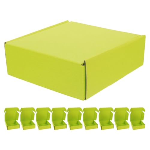 VILLFUL Cajas de Cartón Corrugado Doble Cara Verdes 15X15X5 CM para Embalaje y Envío Pack de 10 Unidades Resistentes y Plegables para Almacenamiento y Transporte Postal