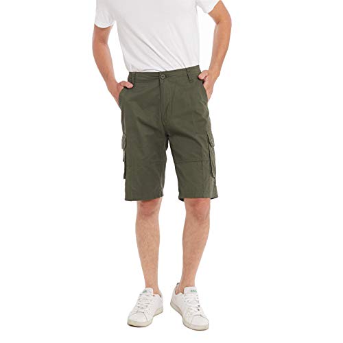 Men's Relaxed Fit Cargo Short Lightweight Classic Fit Multi-Pocket Outdoor Premium Casual Short Big and Tall Sizes?Army Green?42?