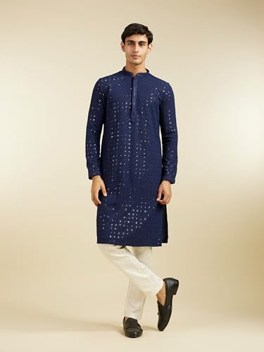 Image of DIWAS BY MANYAVAR Men's Viscose Embroidered|Sequined Kurta (1pc)