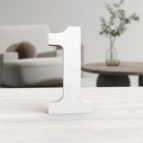 MeteoraPrime Chiffres en Bois Blanc 15 cm Chiffres en Bois Non Finis pour Décoration Murale Chiffres Décoratifs Debout Chiffres Blanc en Blocs pour...