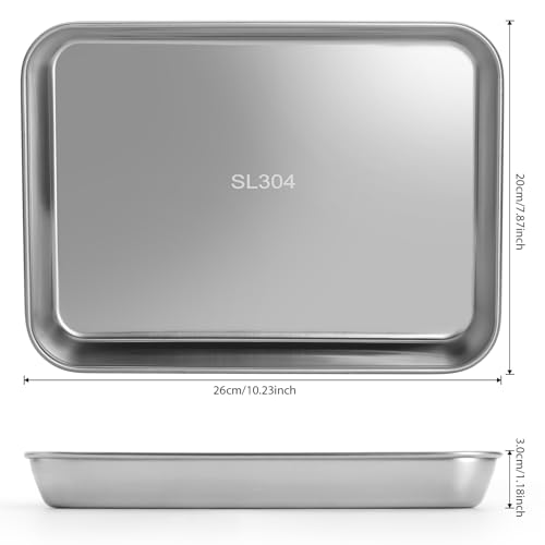 Image of JMU Medical Surgical Stainless Steel 50 Pcs, 10.24 inch x 7.87 inch x 1.18 inch Dental Lab Instrument Trays, Flat Tray