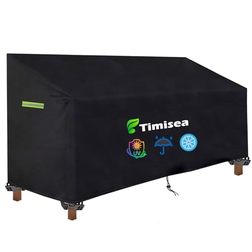 Timisea 3 Sitzer Gartenbank Schutzhülle Abdeckung mit Kordelzug 4 Schnappverschlussgurte Winddicht Abdeckplane Wasserdicht UV-Beständig...