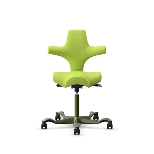 Image of HAG Capisco Sit to Stand Chair-Moss Green Frame-Upholstered Bright Green