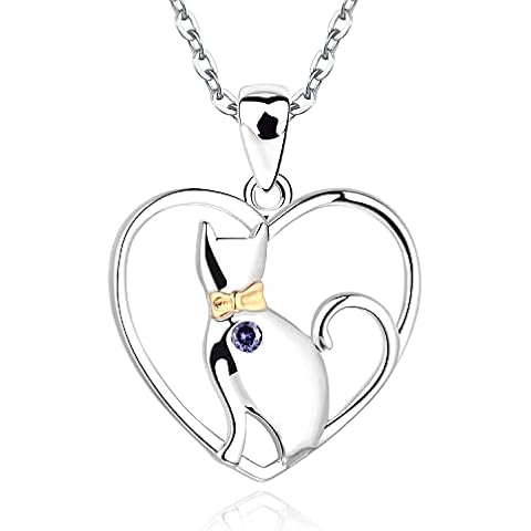 JO WISDOM Collar Gato Corazón Plata 925 Cristales Swarovski Cover