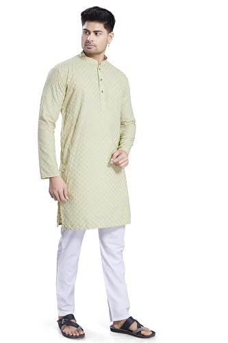 Image of DIVISIVE Men's Thread Embroidered Cotton Only Slim Fit Kurta