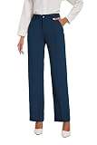 Picture of KICZOY Womens Dress Pants Stretchy Business Casual Work Pants Straight Leg Slacks for Office A-Dark Blue