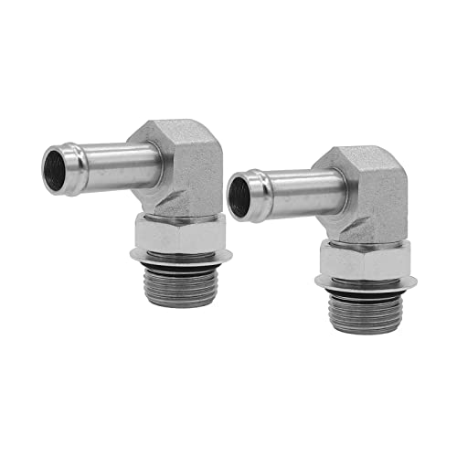 Image of (2-PACK) 4601-10-12-NWO Hydraulic Adapter Fitting 5 /8 inch Hose Barb x 3 /4 inch Male (1-1 /16 inch-12) Adjustable O-Ring Boss 90Pipe Joints Elbow Carbon Steel