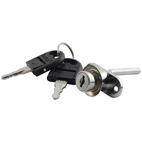 JCBIZ 1PC 16mm Cylinder Plunger Lock for Drawer Cabinet Desk Table Office Table Front Activity Linkage Associated Lock Hardware 1 Lock 3 Drawers Security DIY Furniture Hardware Silver Cover