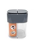 Dual Compartment Spice Shaker with Modern Design, Grey and Clear, Kitchen Storage Container for Pepper and Cumin