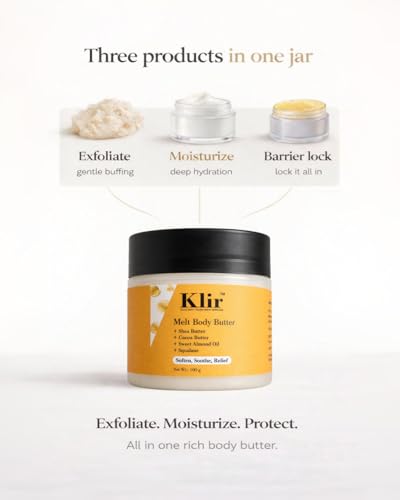 Image of KLIR Melt Body Butter | Deep Nourishing Moisturizer With Shea Butter, Cocoa Butter, Sweet Almond Oil (2 * 100gm)