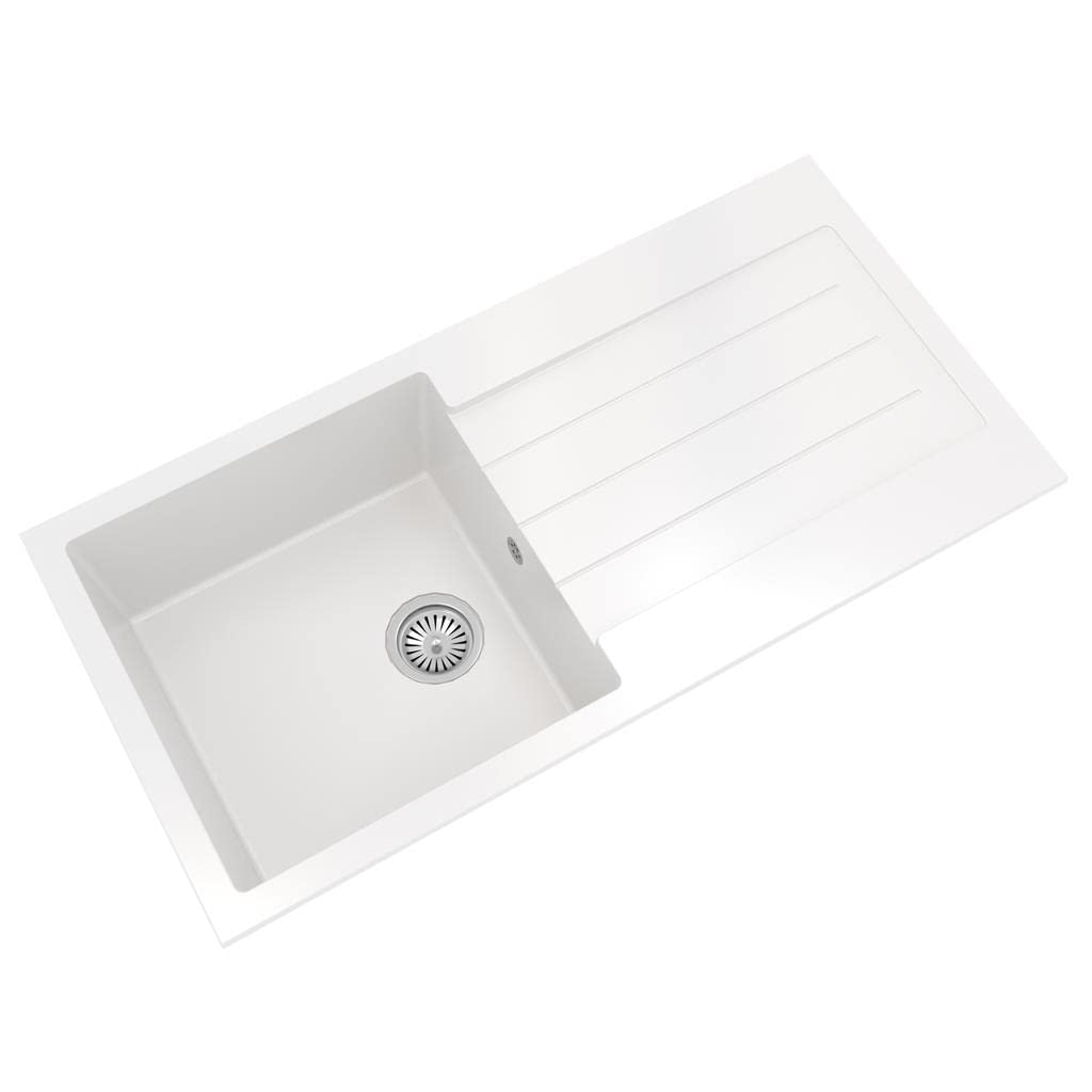 Liquida ELL10WH 1.0 Bowl Comite Reversible Inset White Kitchen Sink with Waste