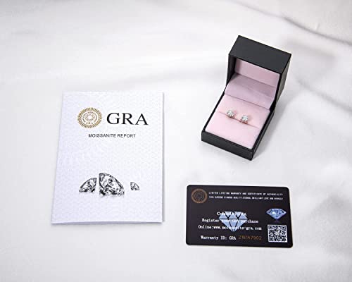 Moissanite Stud Earrings For Women Lab Created 1 Carat 5Mm Simulated Diamond Earrings Hypoallergenic Sterling Silver Earing Jewelry Gifts For Her, White Gold Plated Mothers Day Gifts #TOP5