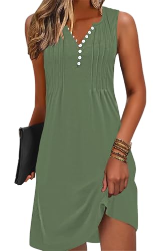 Image of Disamer Beach Dresses for Women 2026 Vacation Swim Cover up V-Neck Summer Dress Button Down Sleeveless Boho Floral Sundress