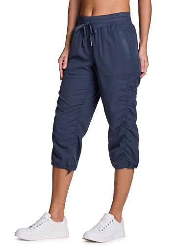 Image of RBX Active Capri Pants for Women Joggers Stretch Lightweight Women's Casual Pant Capri with Drawstring