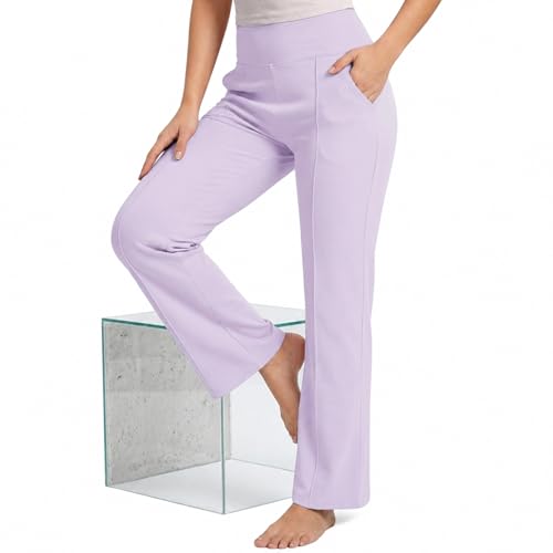 Image of NINQ Women High Waist Flare Pants Lite Regular | Smart Casual Korean Trouser for Office Wear, Gym, Sports, Travel & Daily Styling