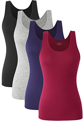 ROSYLINE - ROSYLINE Tank Tops for Women Basic Undershirt Tanks with Scoop Neck cami Yoga Tops 3-4 Pack Bl/Gr/Dark Blue/Wine Red XL - -16%