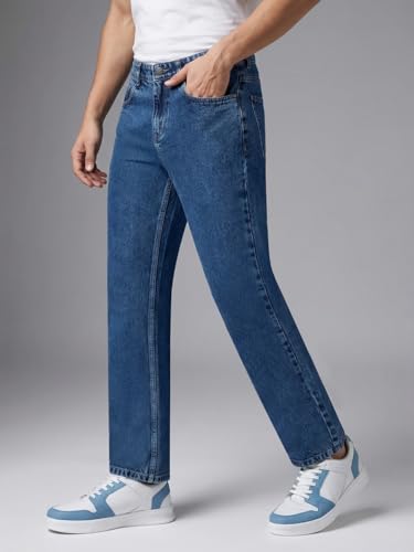 Image of Urbano Fashion Men's Relaxed Fit Washed Denim Jeans Non-Stretchable