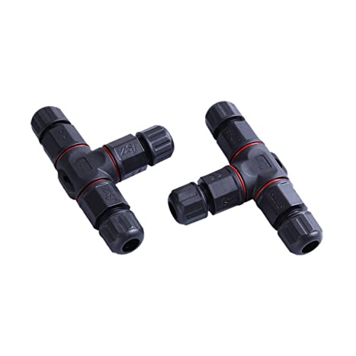 BinZyronic 2個 3ウェイ電線接続ボックス ? 屋外照明や庭園施工の配線延長・修理に適用、LEDガーデンライトなど多用途対応