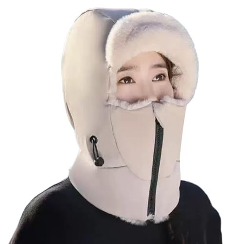 Sombreros tubulares para mujer – con capucha y bufanda como calentador de cuello | Con bufanda integrada y malla facial, así como pantalla de forro polar, para hombre, niños, invierno, esquí, moto