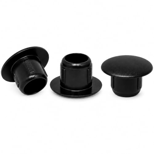 Image of (Pack of 40) Jet Black Plastic Hole Plugs 0.39 inch x 0.24 inch (10 x 6 mm), Drill Hole Cover Caps, Furniture Hole Plug, Screw Hole Plugs