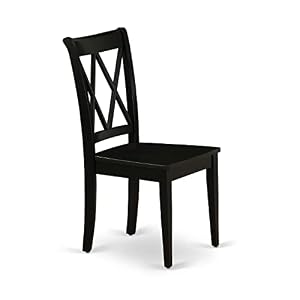 East West Furniture CLC-BLK-W Clarksville Dining Chairs - Double Cross Back Wooden Seat Chairs, Set of 2, Black East West Furniture CLC BLK W Clarksville Dining Chairs Double Cross Back Wooden Seat Chairs Set of 2 Black