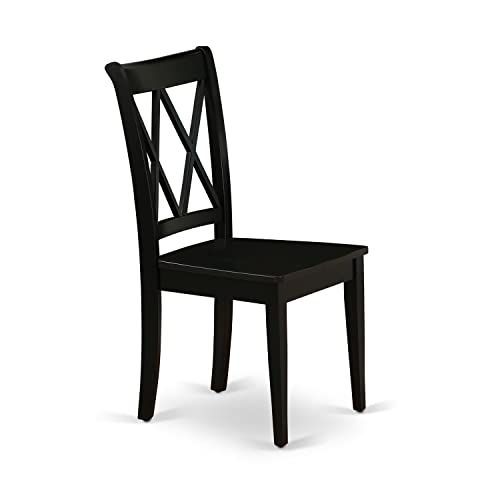 East-West-Furniture-CLC-BLK-W-Clarksville-Dining-Chairs-Double-Cross-Back-Wooden-Seat-Chairs-Set-of-2-Black East West Furniture CLC BLK W Clarksville Dining Chairs Double Cross Back Wooden Seat Chairs Set of 2 Black