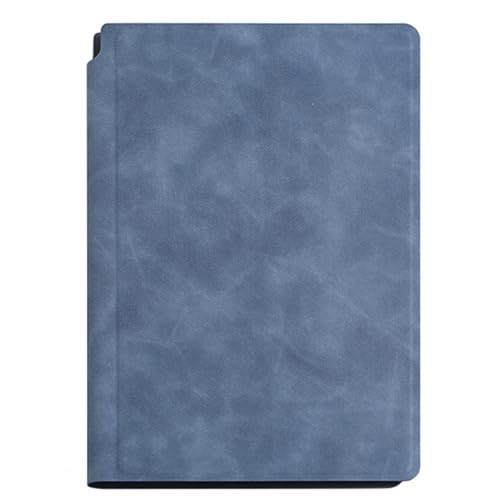 ホワイトボード ノート 卓上 自立 持ち運びできる ミーティングボード 折りたたみ式 両面タイプ ノート型 スタンド 繰返し利用 便利 革製 手帳型 A5サイズ 勉強 (ブルー)