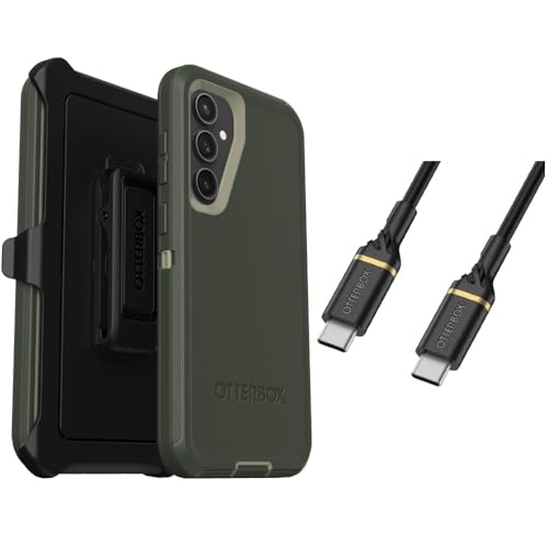 Coque Galaxy S23 FE OtterBox Defender Lichen avec clip ceinture et câble USB-C