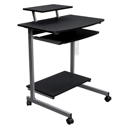Bureau mobile pour ordinateur portable robuste avec rangement et roulettes pivotantes