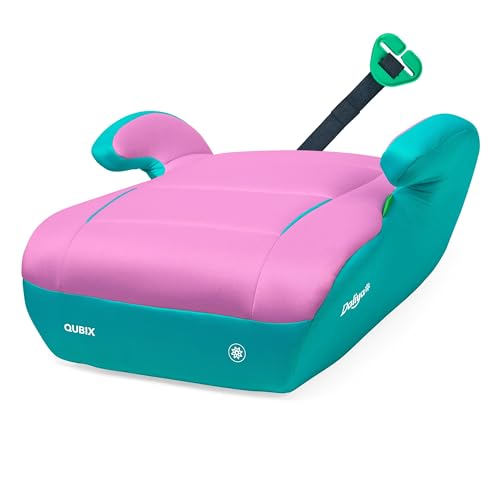 Daliya® QUBIX Kindersitzerhöhung | i-SIZE NORM ECE R129 | 125 bis 150 cm | Gurtfix | waschbar | Autositz | Autokindersitz | Kindersitz | Sitzerhöhung (Türkis - Rosa)