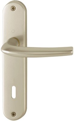 Poignée sur plaque champagne - Bec de cane - 186 mm - San Diego - Hoppe et cie