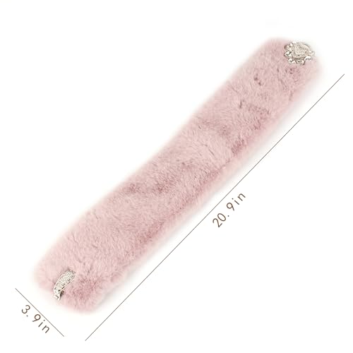 Women Rhinestone Fall Winter Warm Faux Fur Fake Collar Infinity Loop Circle Scarf Neck Warmer Wrap3