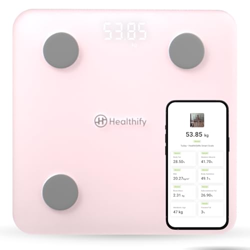 Image of Healthifyme Smart Scale, Weighing Scale For Body Weight Get Data Driven Smart Weight Loss And Track 11 Plus Key Body Metrics In Healthifyme App|1 Month Free Smart Plan| 2 Years Warranty (Pink)