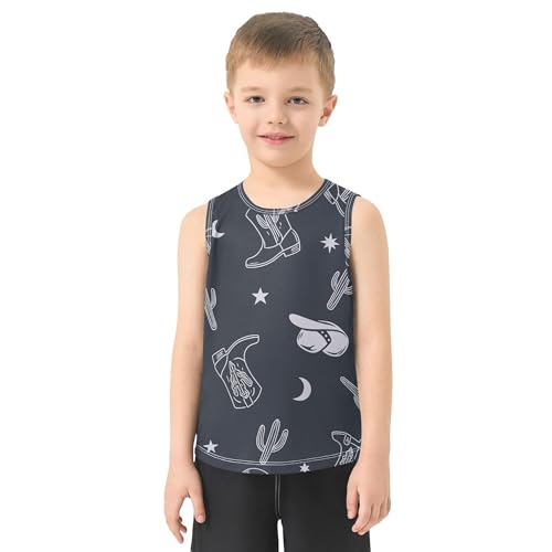 JUNZAN Western Style Boys Tank Tops Sleeveless Casual Vest Tees Comfy Summer Basic Soft Workout Outfits for Workout Swim 3T2