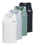JACK & JONES Tanktop 4pk Jjbrandon SL Lot de 4 débardeurs MP, Bleu minéral Hommes