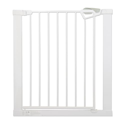 roba easySafe+ cancello sicurezza per porte e scale, larghezza 75-82 cm (estendibile 110 cm), chiusura a semaforo, stop 90°, montaggio senza fori, TÜV, per bambini 0-24 mesi, bianco.